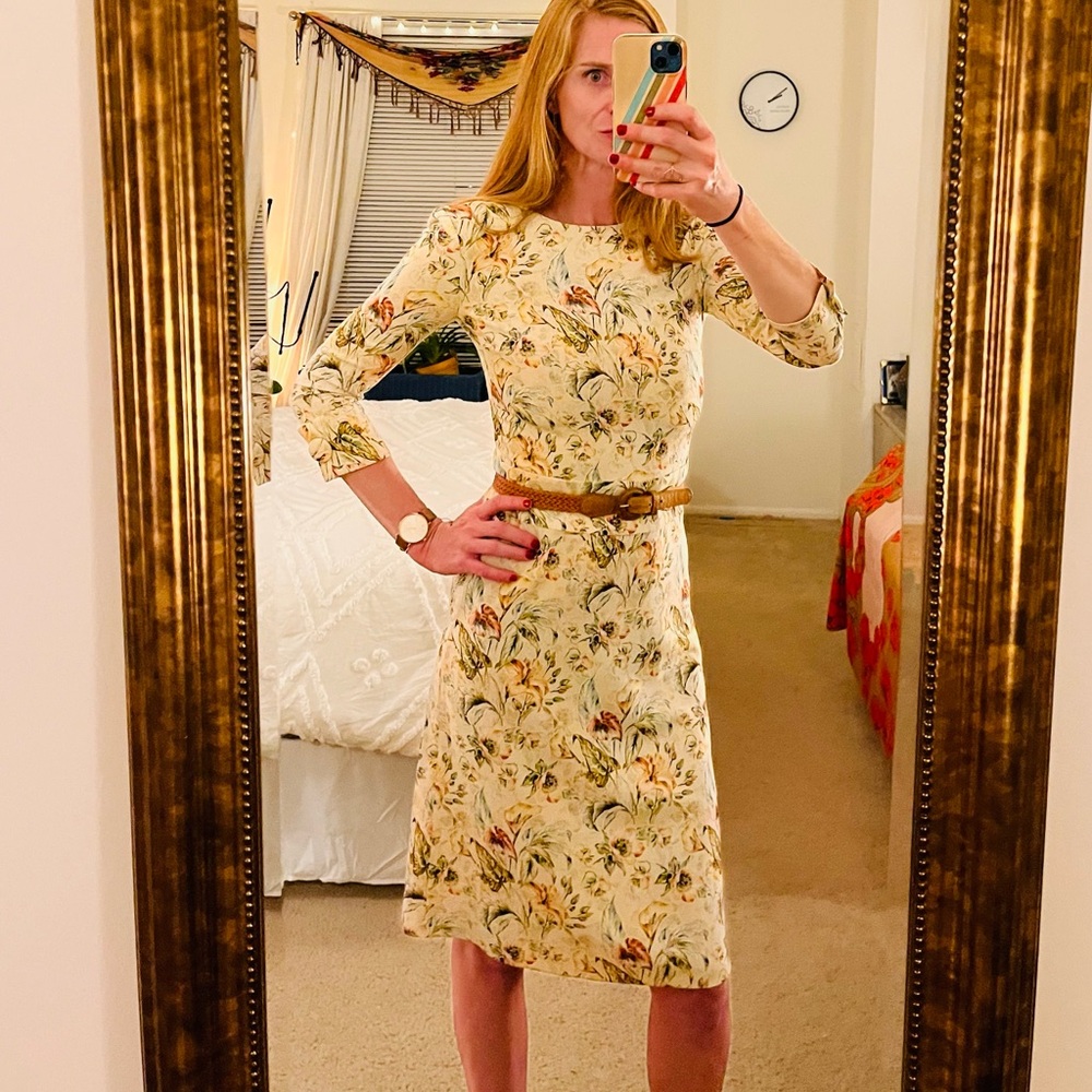 Vintage; hand made; one of a kind floral midi dress. Size 2